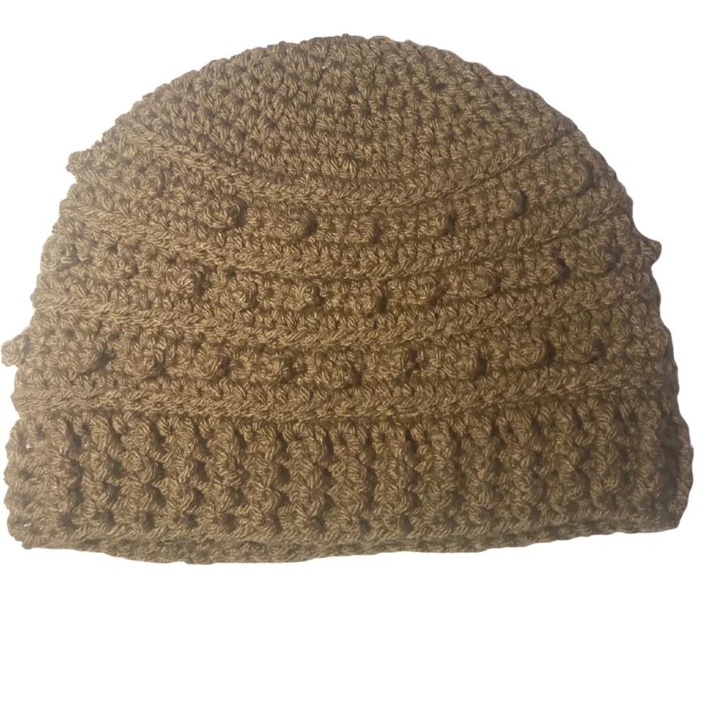 Picot Crochet Beanie in Cafe Latte
